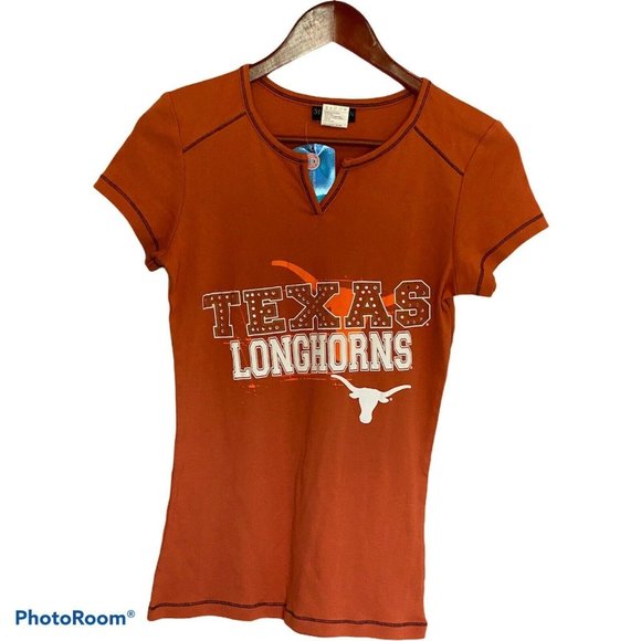 5th & Ocean Tops - Texas Longhorns Orange V Neck Juniors M T-Shirt